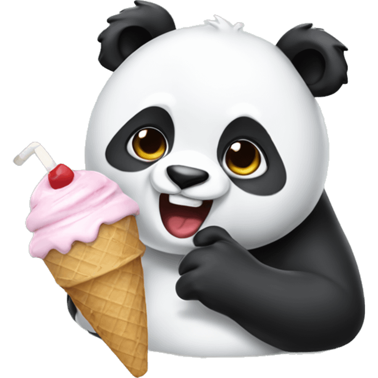 Panda eating ice cream emoji