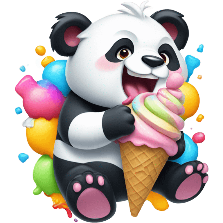 Panda eating ice cream emoji