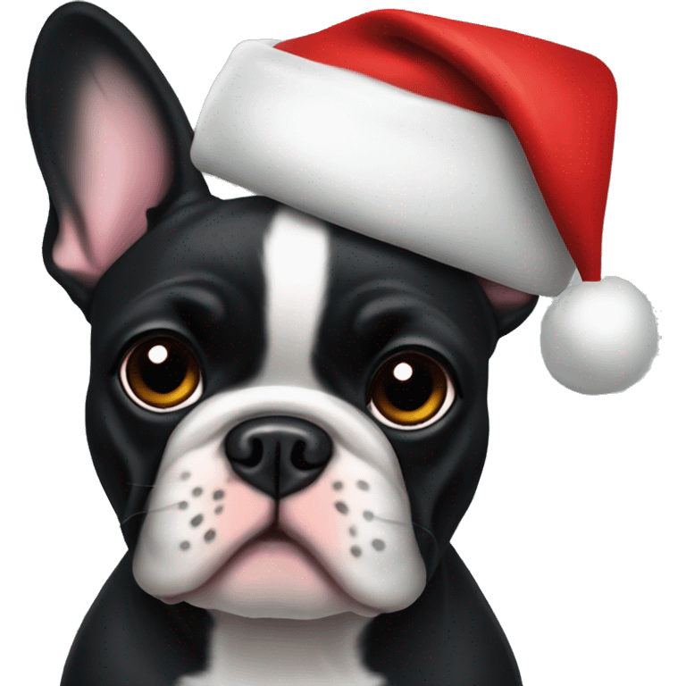 black french bulldog santa hat emoji