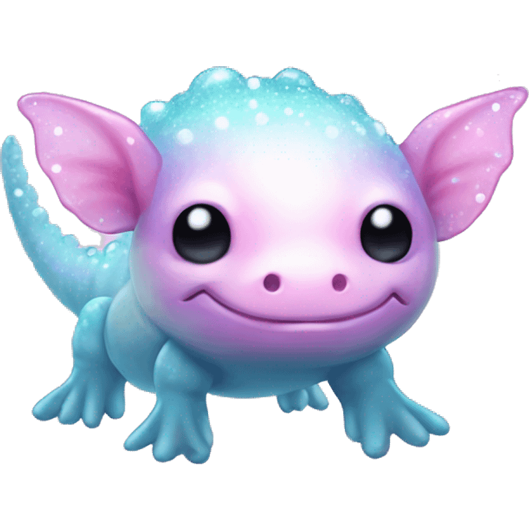 Sparkly glossy Pastel iridescent glass axolotl emoji