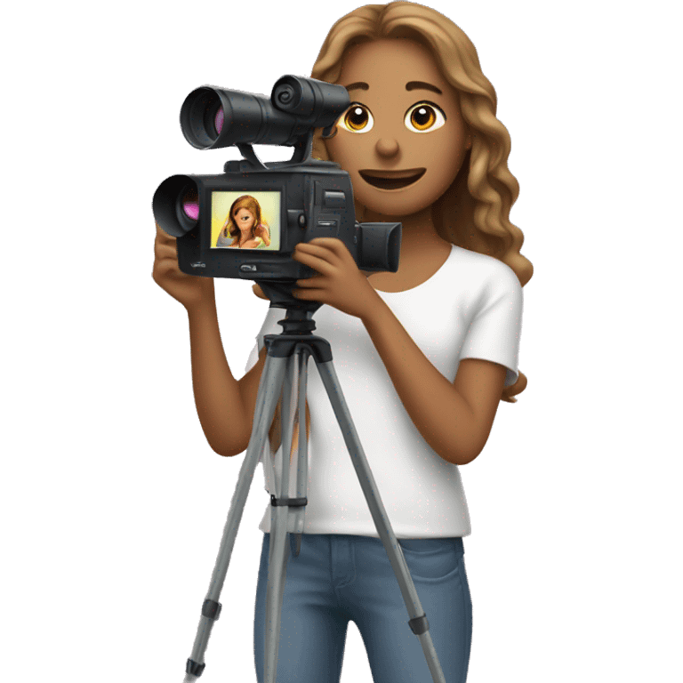 Girl filming with a vhs camera  emoji