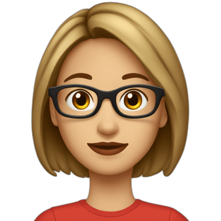 quiero un emoji de una chica blanca catira cabello largo de lentes con montura roja emoji