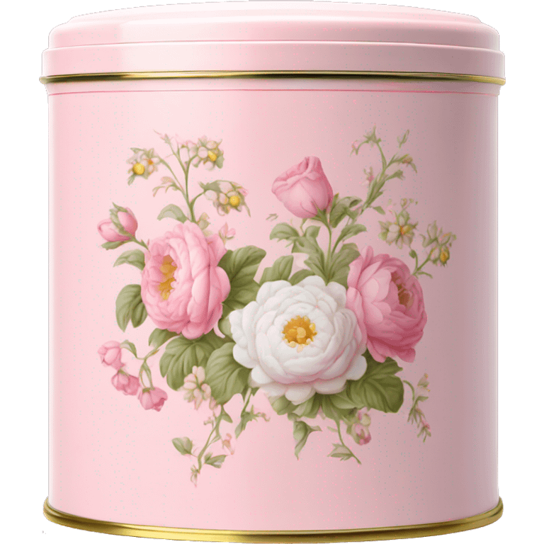 Elegant Rococo pale pink ditsy floral tea tin emoji