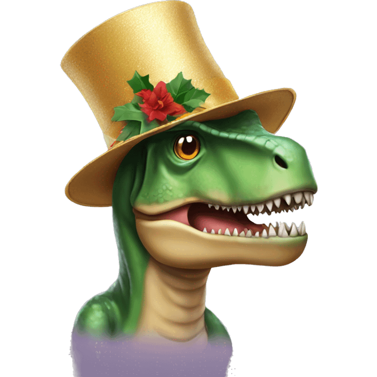 T-Rex in a new year hat emoji