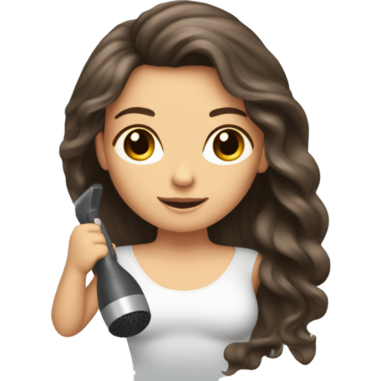 Brunette girl blow drying hair emoji