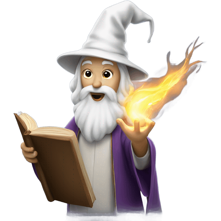 White wizard casting spell holding book emoji