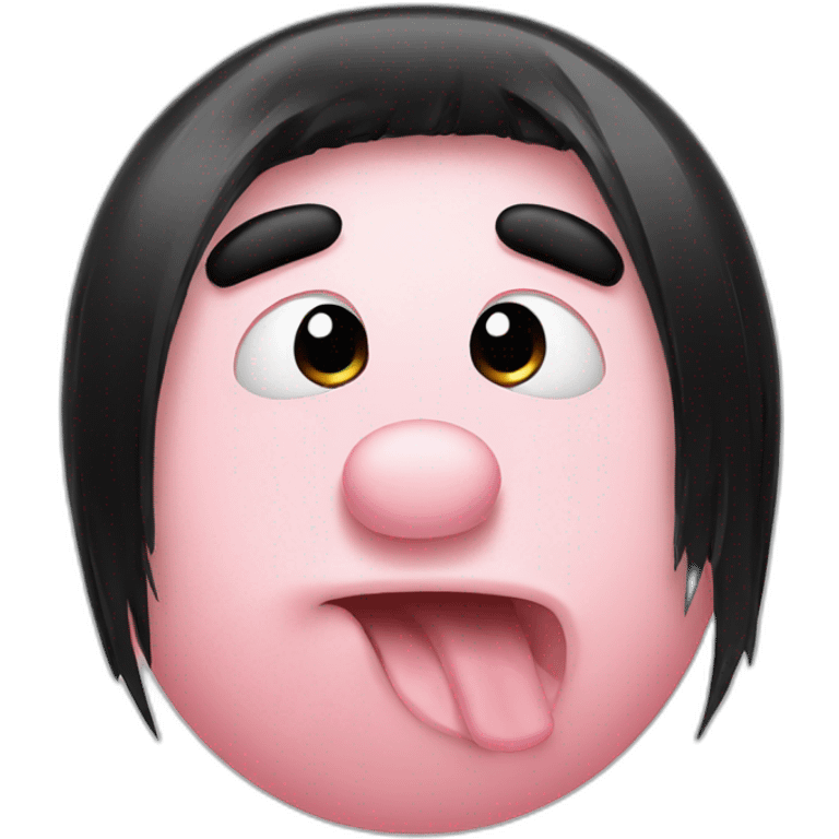 Pig nose with black wig hair emoji