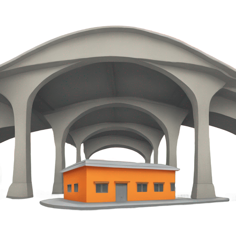 Orange ashram under a highway overpass  emoji