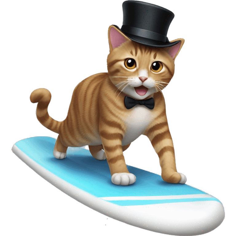 cat surfing with top hat  emoji