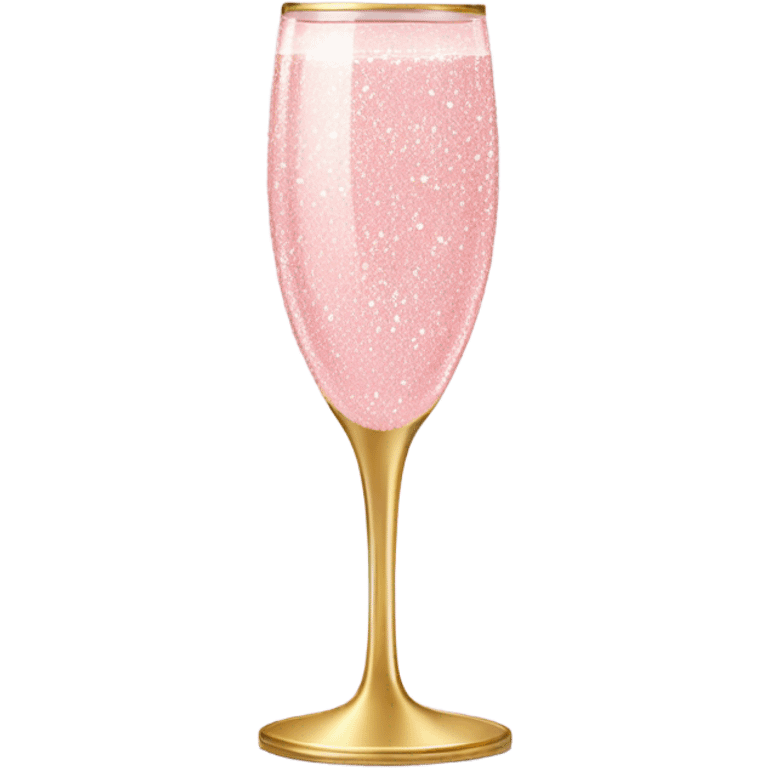 Light Pink glitter champagne glass with gold bow emoji