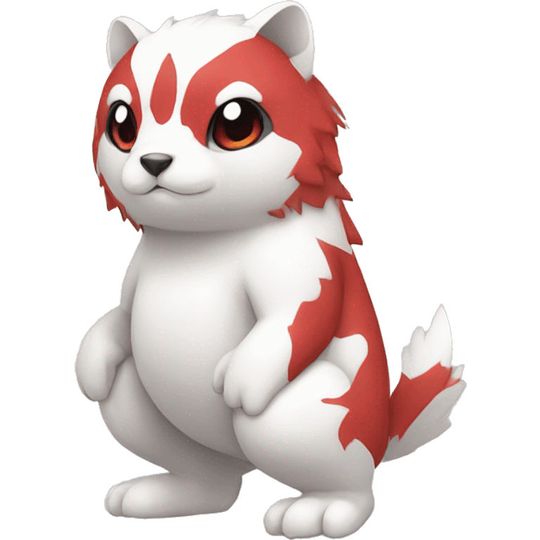 Cute cool white red animal hybrid Fakemon full body emoji