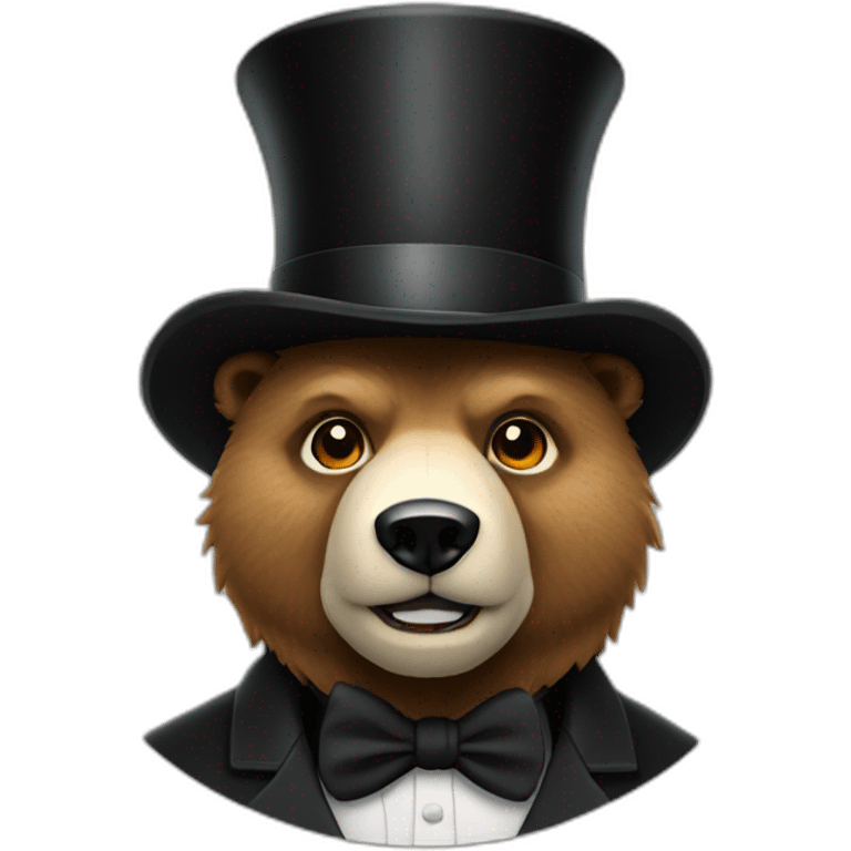 A bear with a black top hat emoji