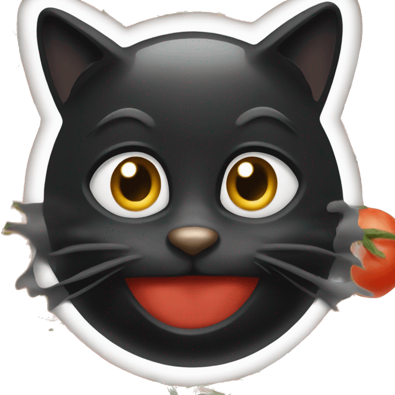 black cat food tomato emoji