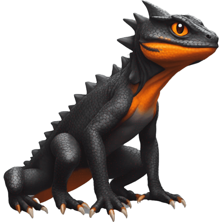 cool edgy black and orange Dark-type nargacuga lizard Pokémon full body emoji