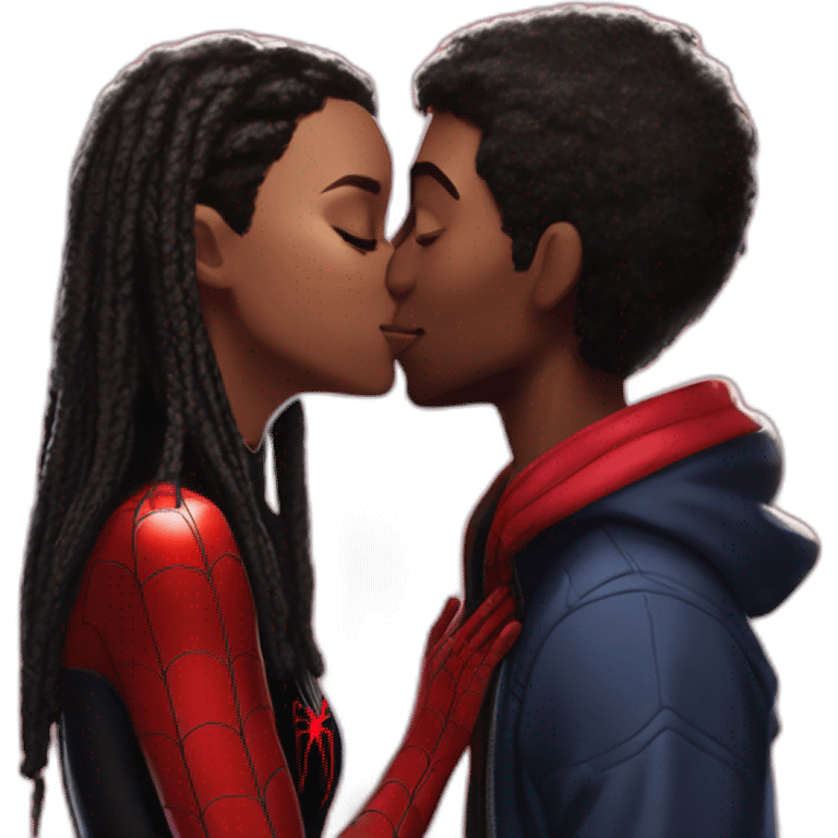 Miles morales kissing Margo kess spider verse emoji