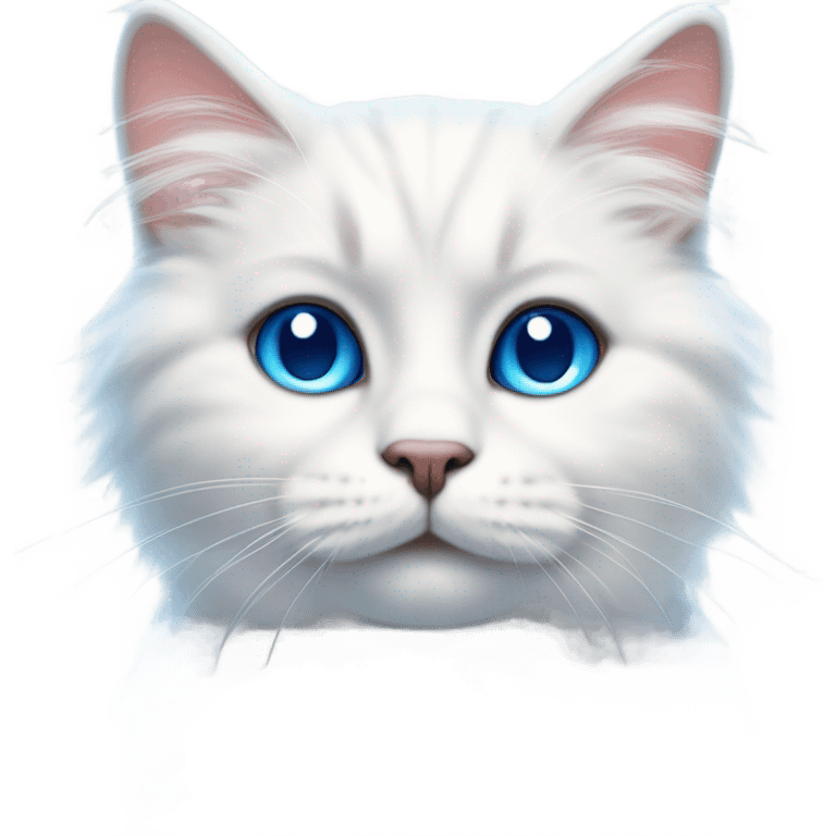 Blind white cat cute emoji