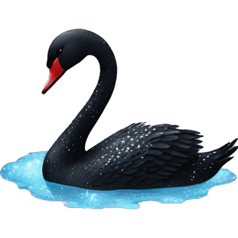 Sparkling black swan swimming emoji