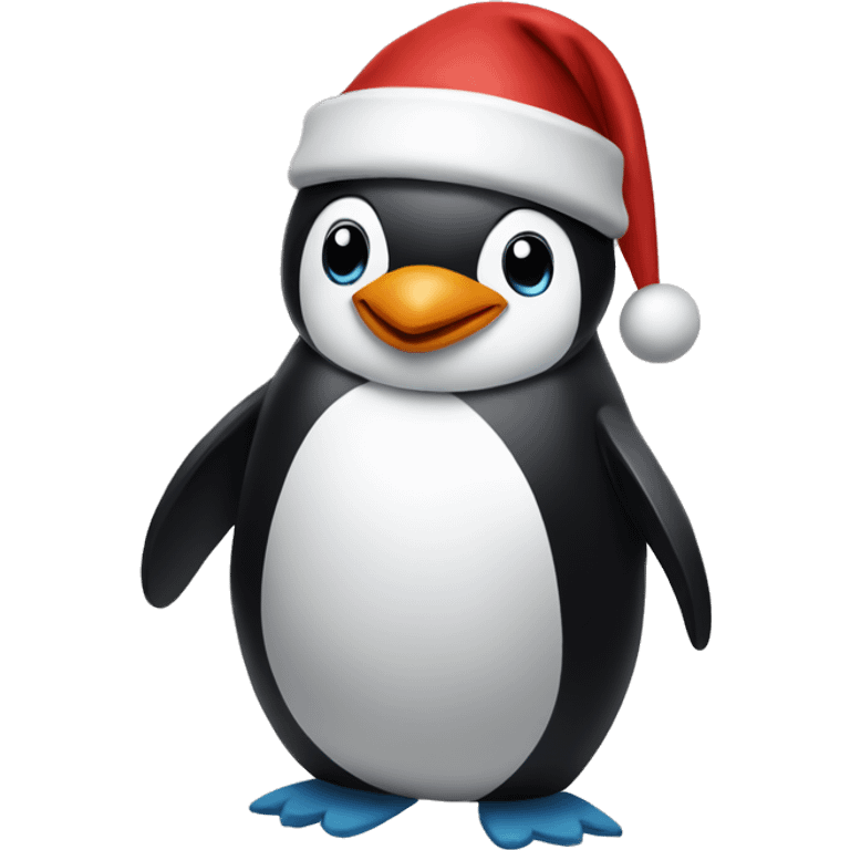 penguin with christmas hat emoji