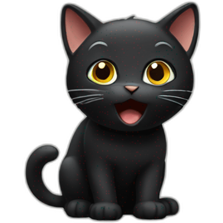 Amazed black cat emoji