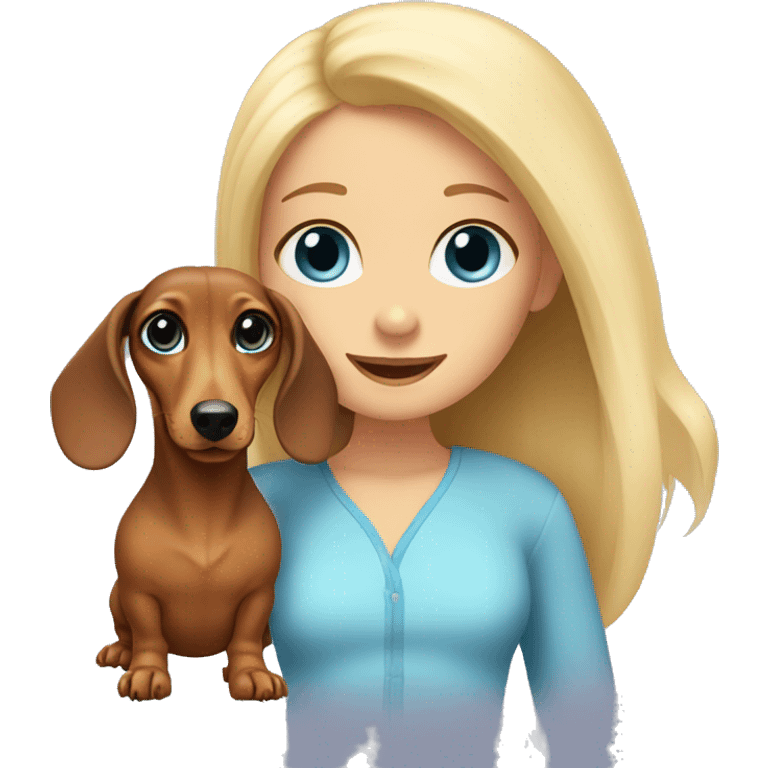 dachshund with a blonde girl with blue eyes emoji