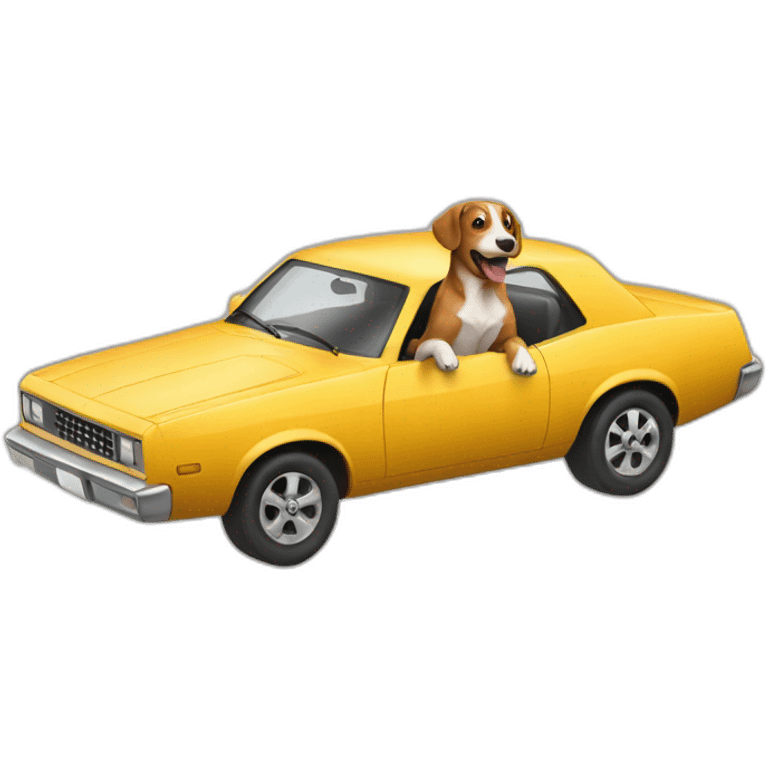 a dog running on a car emoji