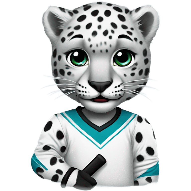 snow leopard as a "ak bars" hockey player emoji