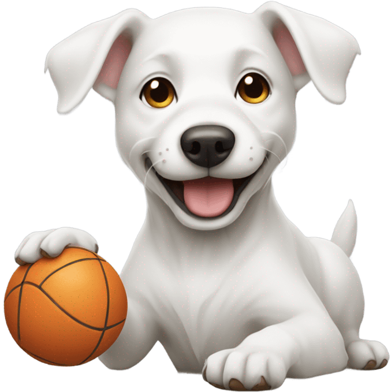 White dog play with ball emoji