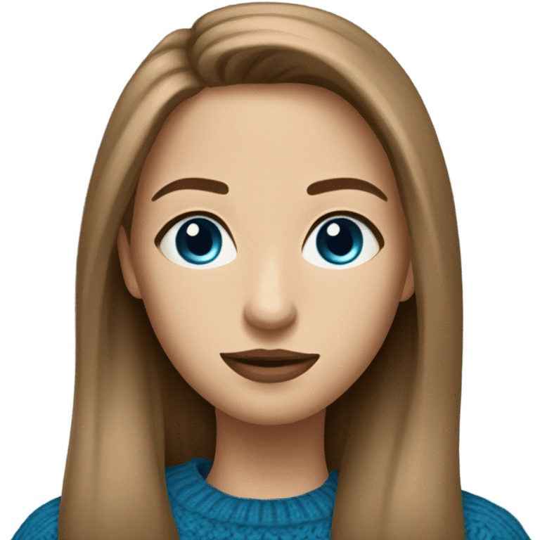 beautiful woman, straight light brown hair, blue eyes, sweater emoji