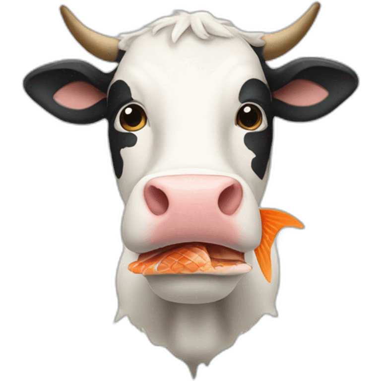 Cow eat fish emoji