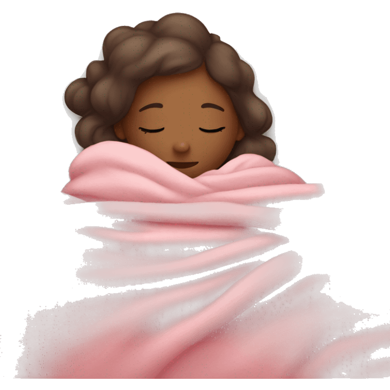 Girl sleeping pink blankets emoji