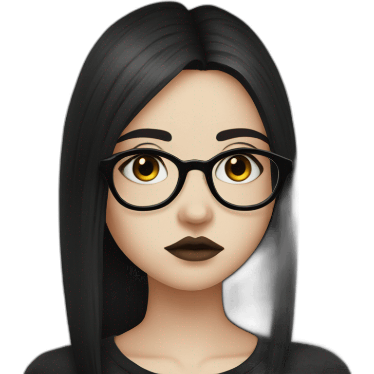 Sad+goth-girl-dark-hair-with-glasses-black-tshirt emoji