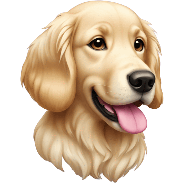 Cream golden retriever with pink streaks in hair emoji