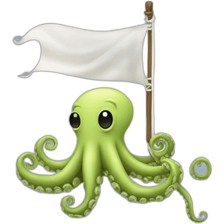 cute kraken hanging a white flag emoji