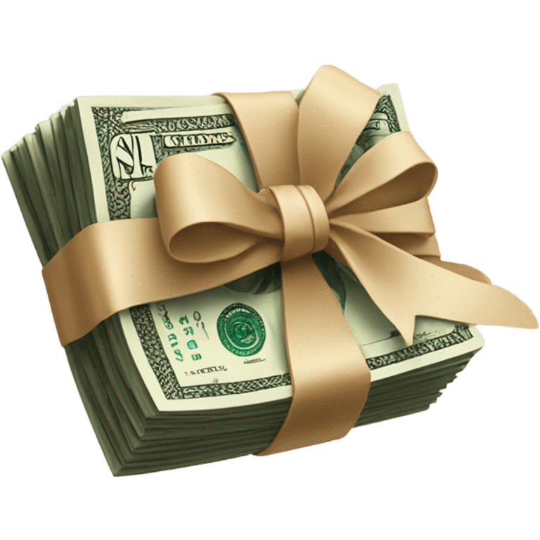 a bundle of money tied with a beige bow emoji