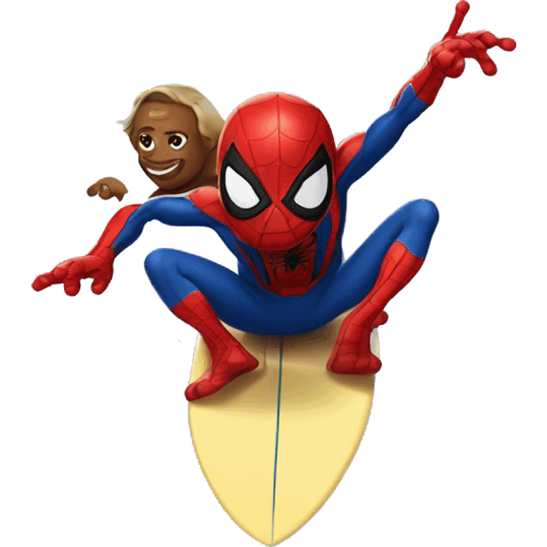 spiderman surfing on baby spiders emoji