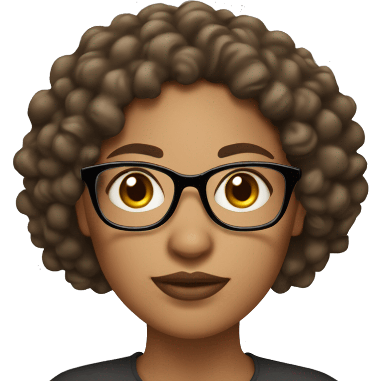 Light skinned woman with a mole on by her lip with curly hair. Brown skin woman with glasses.  emoji