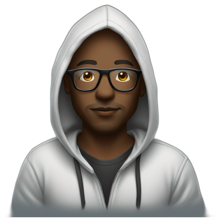 black poker player with hoodie and glasses emoji