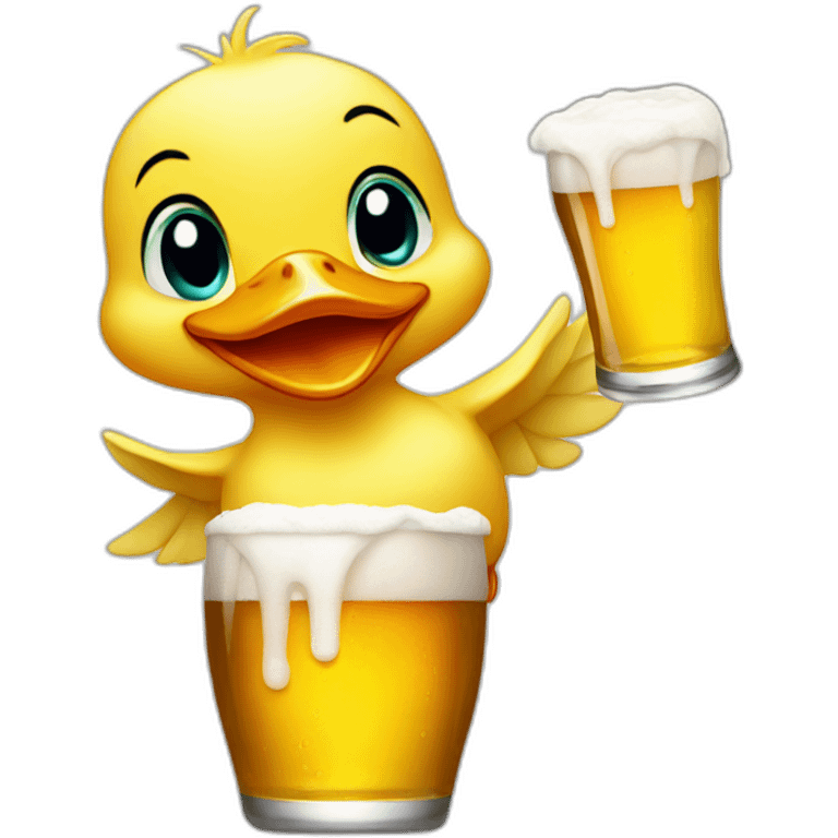 baby duck balancing a beer emoji