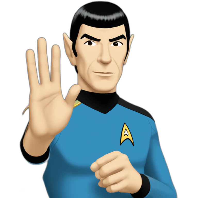 Spock making the Vulcan salute in Starfleet blue uniform (Star Trek) emoji