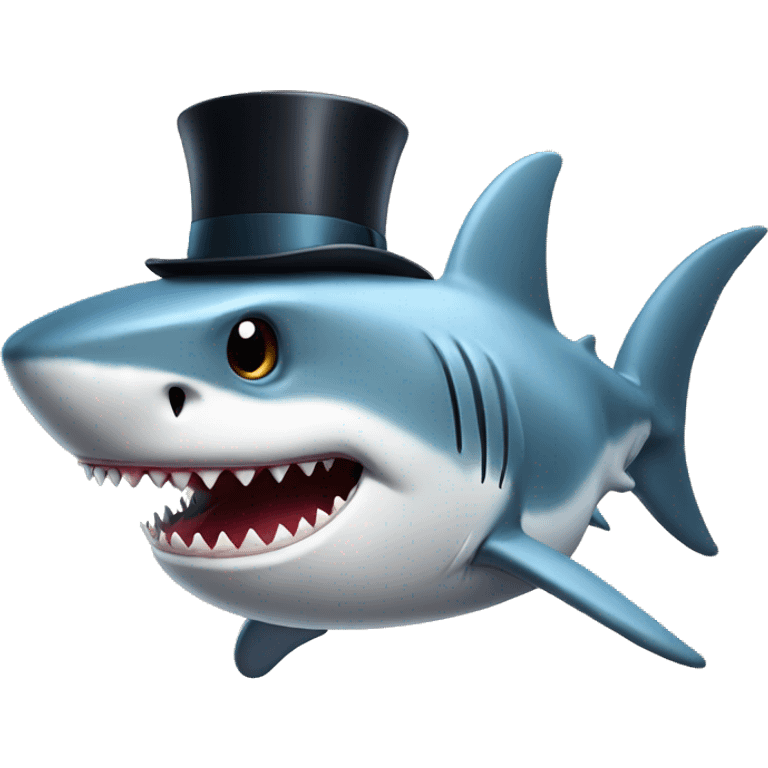 Shark with a top hat emoji