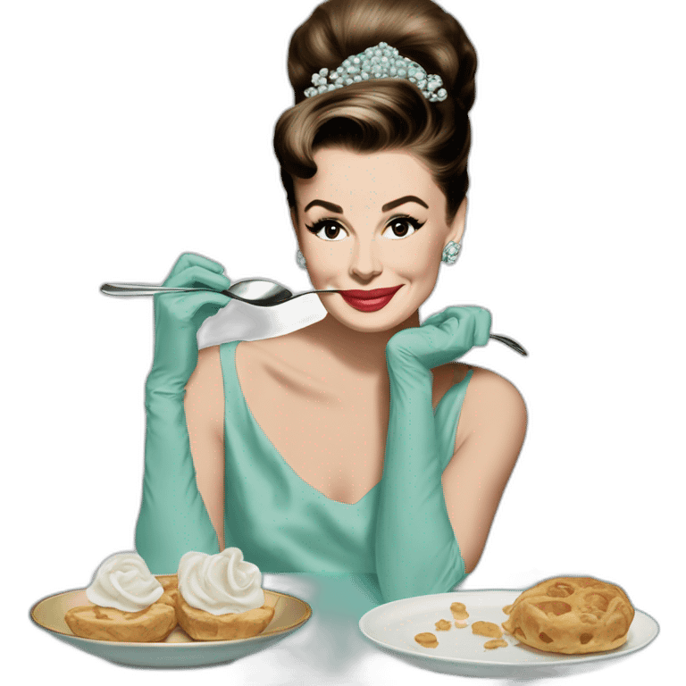 Aubrey Hepburn at breakfast at Tiffany’s emoji