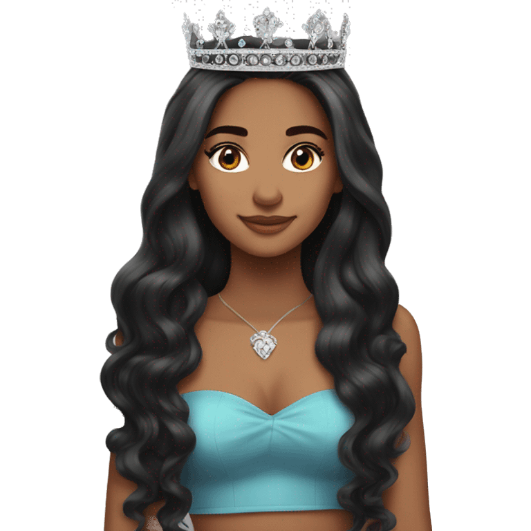 Latina princess tiara long hair black emoji