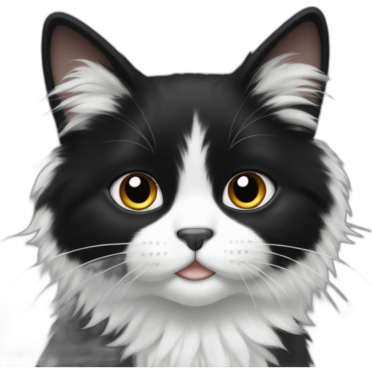 Fluffly Black and white cat emoji