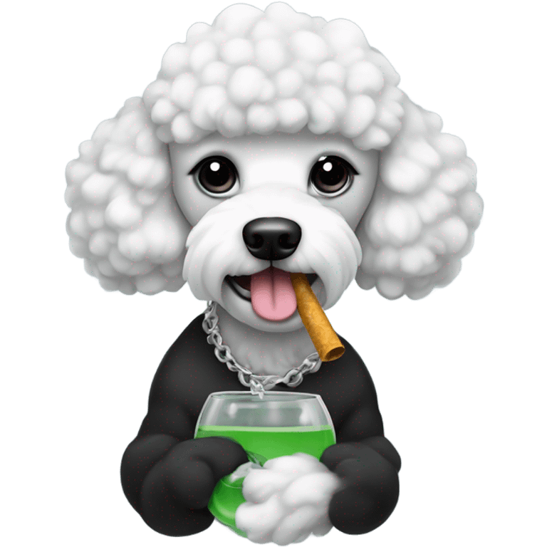 Black and white poodle smoking bong emoji