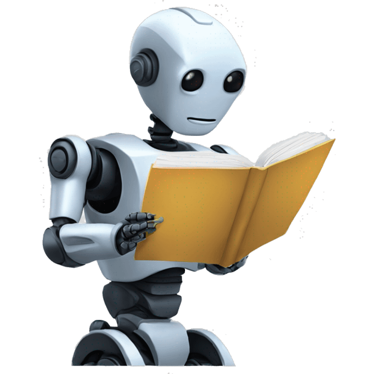 robot reading a journal emoji