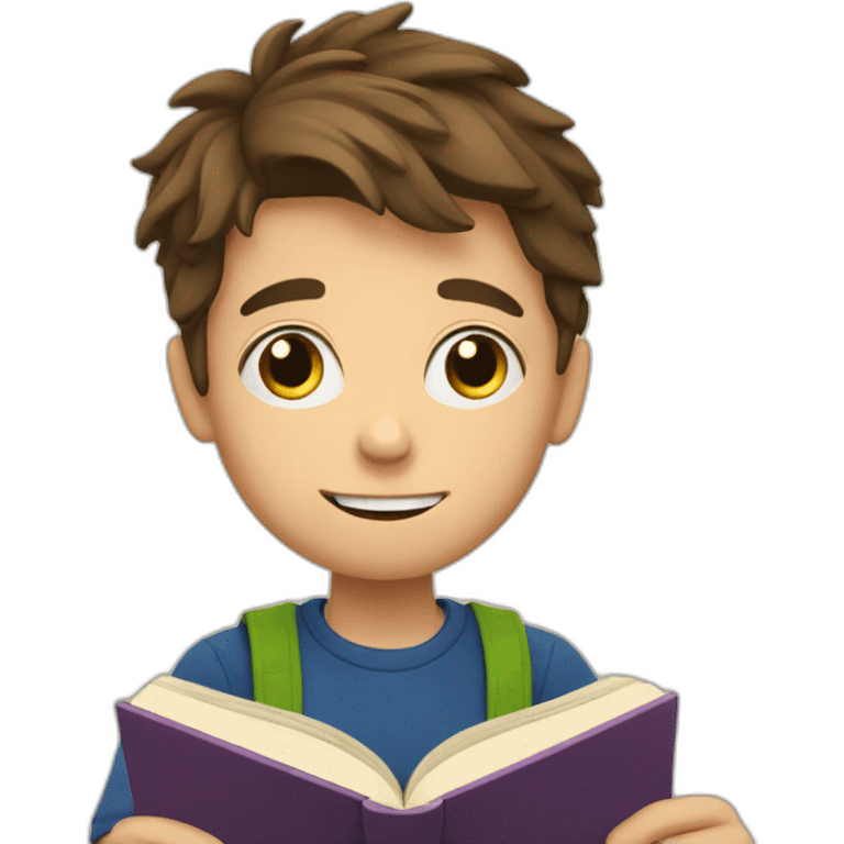 european boy reads a book emoji