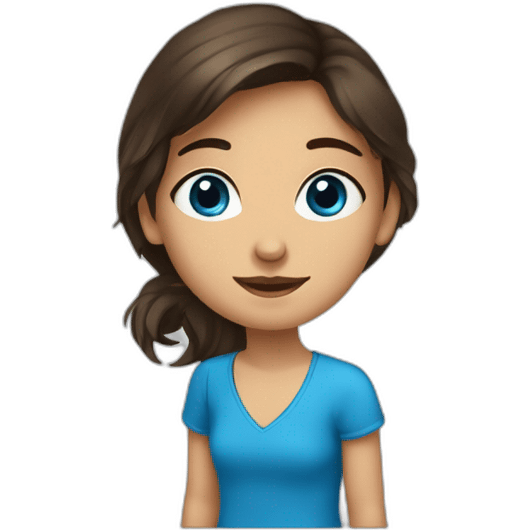 adolecente fille brune aux yeux bleu emoji