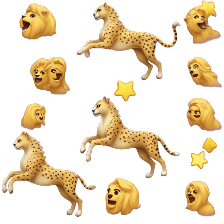 Cheetah racing a unicorn emoji