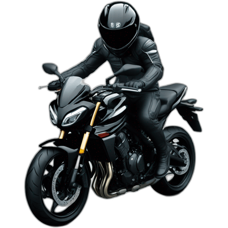 Un homme avec un casque sur une Kawasaki Z800 noir emoji