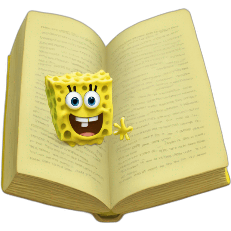 Sponge Bob reading thick book emoji